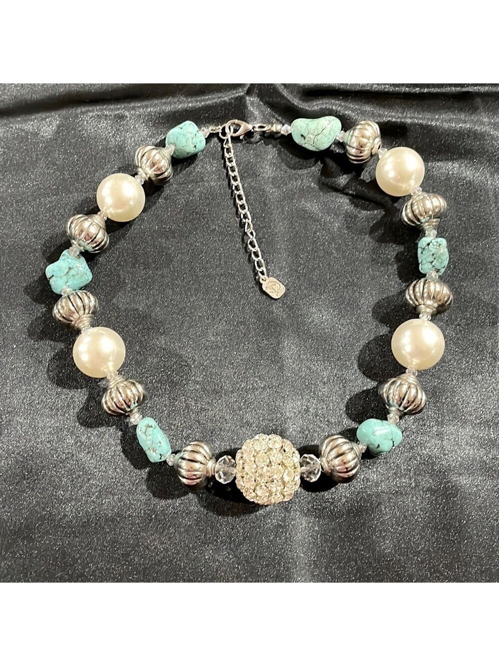 You and I rhinestone and beaded necklace
